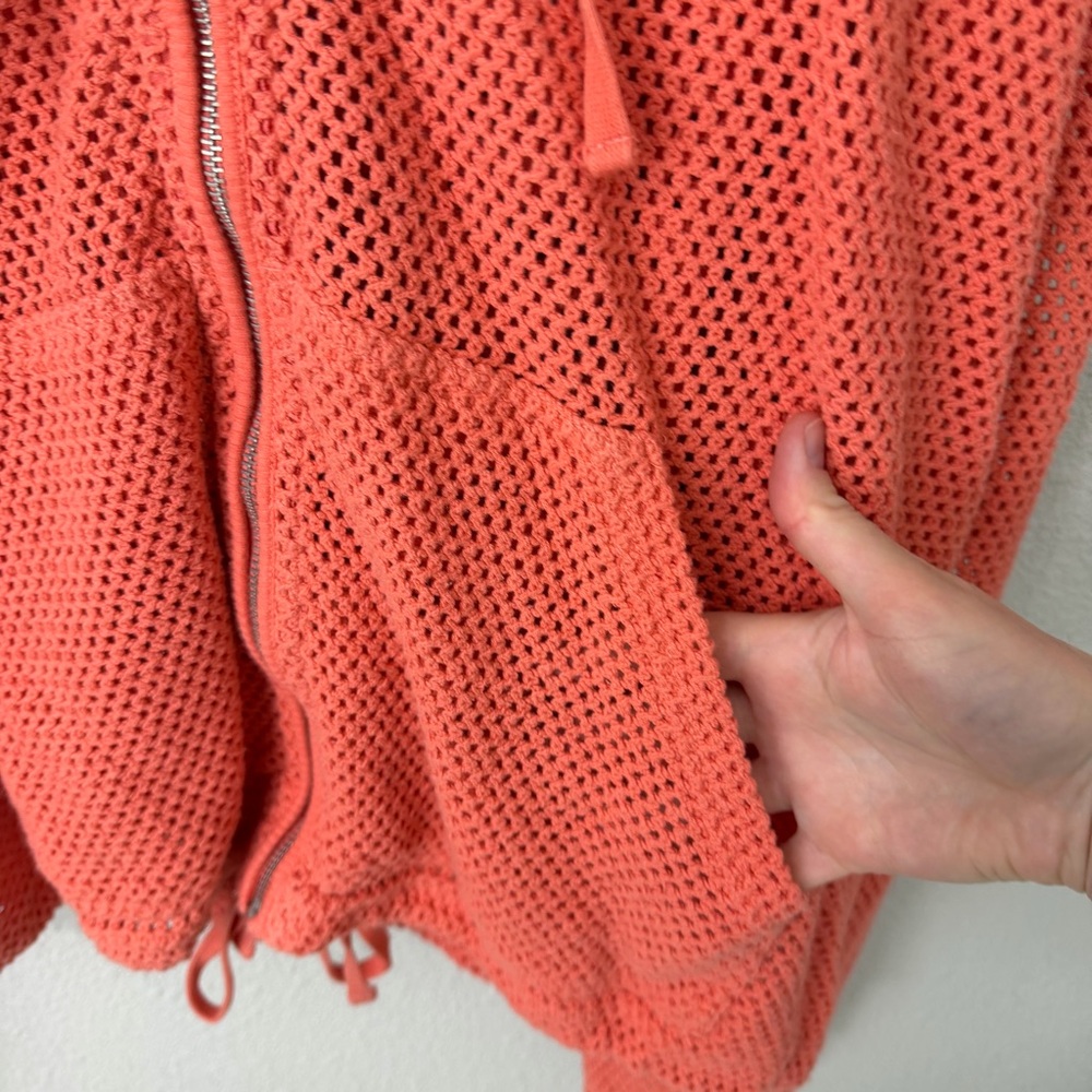 BDG Urban outfitters Orange Boardwalk Mesh Full Zip Hoodie Sweatshirt - Picture 3 of 9